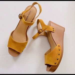 Lucky Brand Golden Yellow Suede Wedges